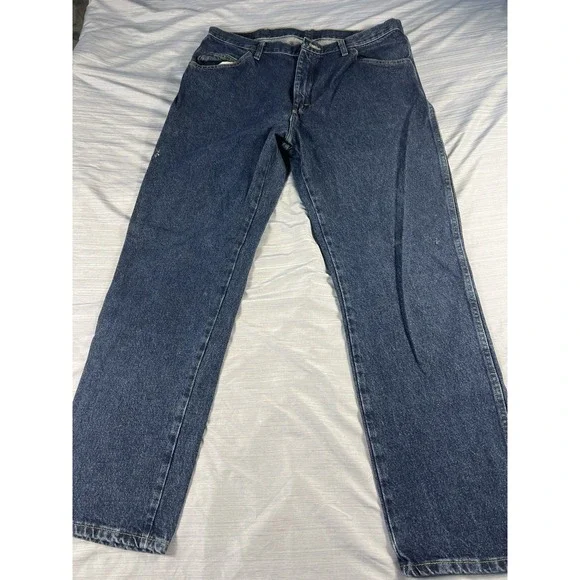 Wrangler Mens 33 Denim Jeans 965T1SL Distressed Light Wash Regular Fit - Picture 3 of 10